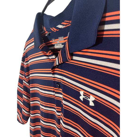 Under Armour Auburn Tiger's Stripe Heat Gear Men's Golf Sports Tech Polo - Picture 2 of 3